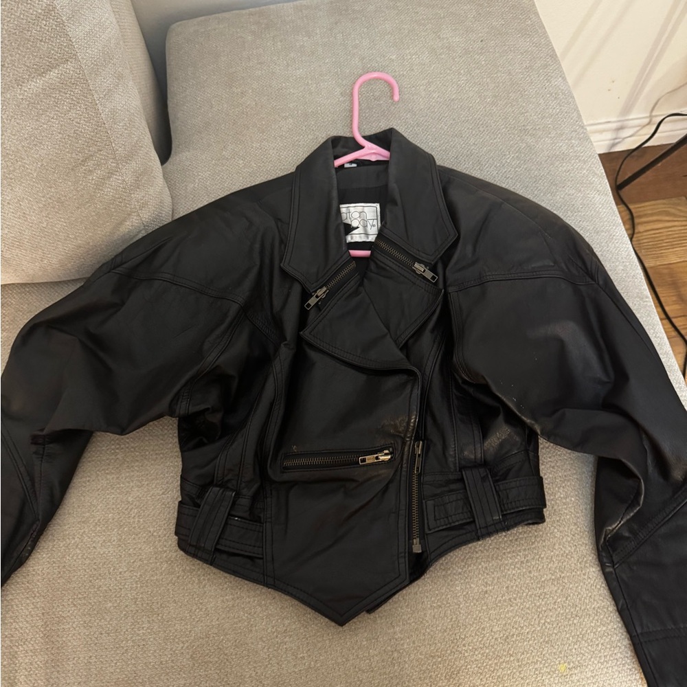 Black Leather Motorcycle Jacket - Women